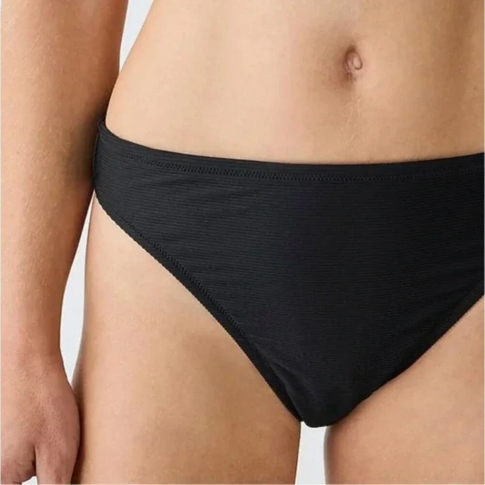 2/$15 NWT J. Crew Ribbed High-Rise Cheeky Bikini Bottom Black High-Cut Size S